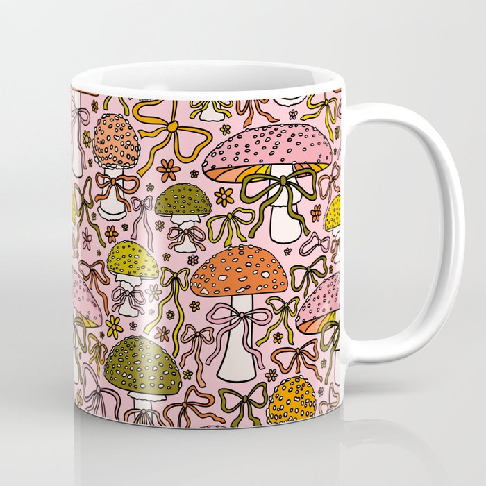 Mushrooms With Bows Print Coffee Mug