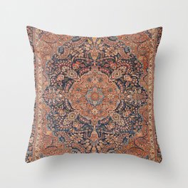 Antique Persian Tabriz Rust Red & Blue Throw Pillow