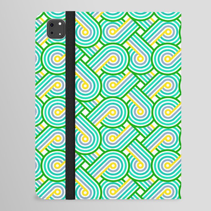 Spring Green Stripes Modern Celtic Knot Seamless Pattern iPad Folio Case