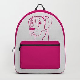 Great Dane (Light Gray and Berry) Backpack | Minimalism, Big, Great, Ink, Greatdane, Minimalistic, Minimal, Animal, Simple, Brushstrokes 