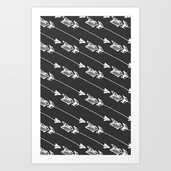 Arrow Pattern (Dark Gray) Art Print