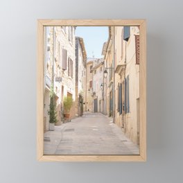 Street In Ménerbes, France | French Provence Travel Photography Art Print | Pastel Color Architecture Photo Framed Mini Art Print