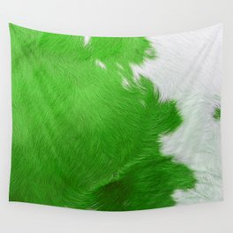 Green Cowhide, Cow Skin Print Pattern Modern Cowhide Faux Leather Wall Tapestry