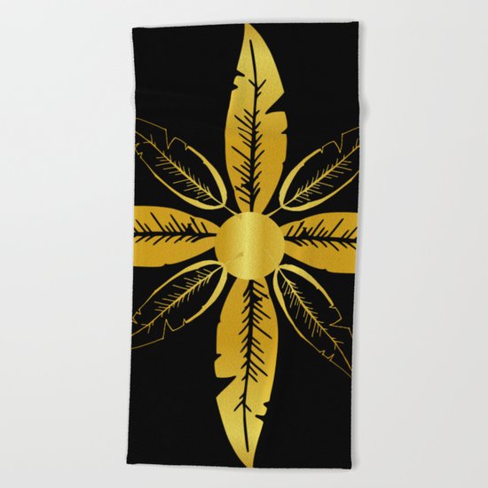 Golden Flower Beach Towel