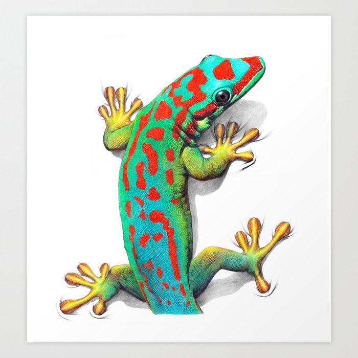 Neon Gecko Art Print