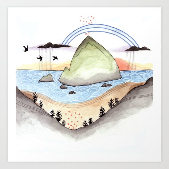 Haystack Rock Art Print