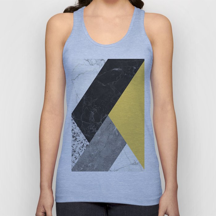 Black and White Marbles and Pantone Primrose Yellow Color Tank Top