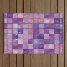Blush Purple Abstract Geometric Mosaic Outdoor Rug