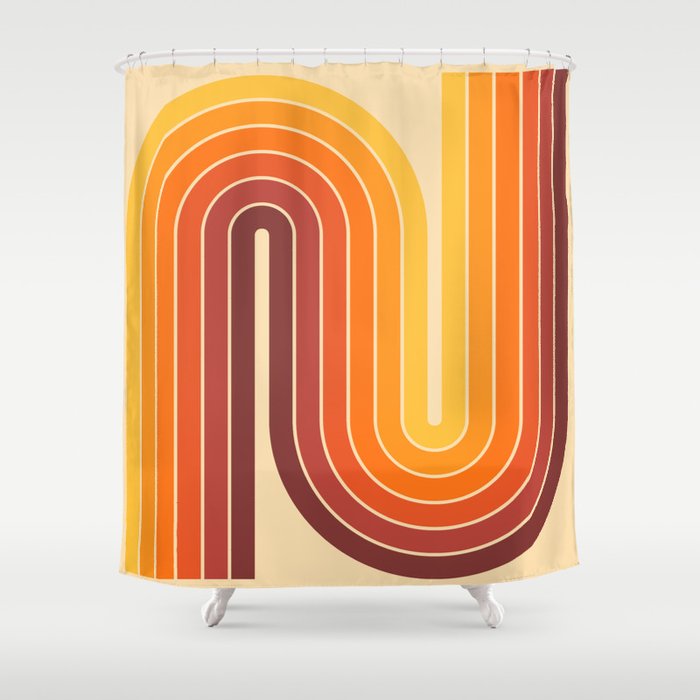 70s Retro Vintage Style Geometric Design 371 Autumn Shower Curtain