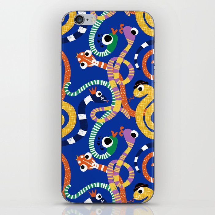 Cute Crazy Snakes Electric Blue iPhone Skin