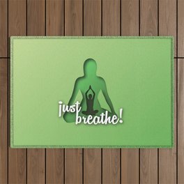 Yoga and meditation quotes paper cut out effect green Outdoor Rug