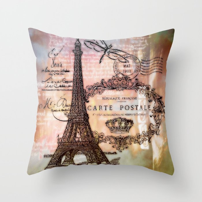 eiffel tower throw pillow