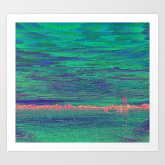 GLITCH ghost beach Art Print