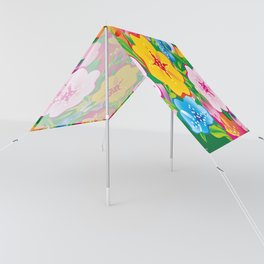 Tropical Colorful Flower Collage In Birght Summer Colors Sun Shade