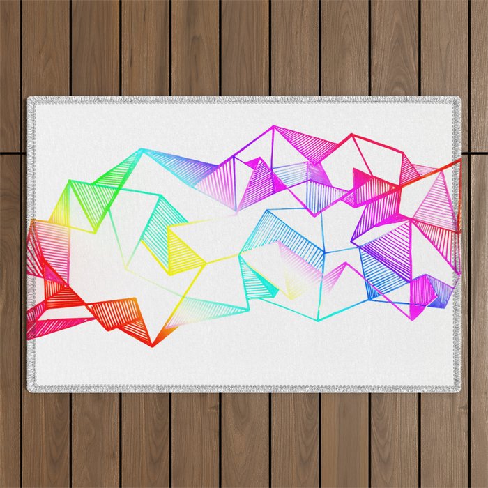 Rainbow geometric triangle pop art Outdoor Rug