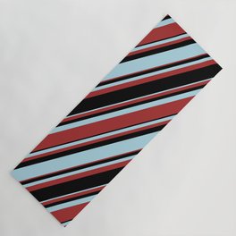 [ Thumbnail: Light Blue, Brown, and Black Colored Stripes/Lines Pattern Yoga Mat ]