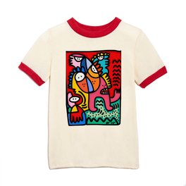 Colorful and Funny Graffiti Creature with a Red Sky By Emmanuel Signorino Kids T Shirt