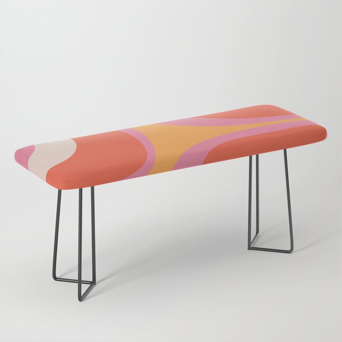 Retro Groove Minimalist Abstract Pink Orange Bench