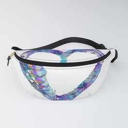 Blue Feather Love Heart Art by Sharon Cummings Fanny Pack