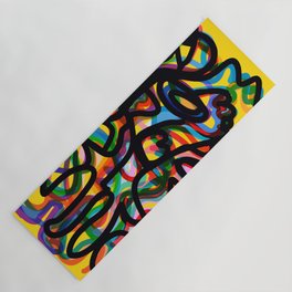 Graffiti Abstract Art Brut Line Yellow  Yoga Mat