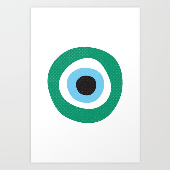 Emerald Dark Green Evil Eye Symbol Art Print