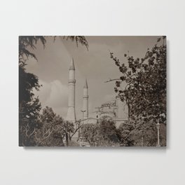 Sultan Ahmed Mosque ("Blue Mosque", Istanbul, TURKEY) from Sultan Ahmet Park Metal Print | Black and White, Architecture, Photo, Landscape 