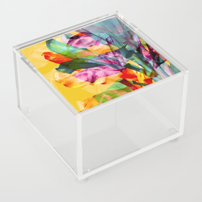 Big Colorful Banana Leaves Abstract Art Acrylic Box