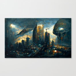 Postcards from the Future - Alien Metropolis Canvas Print