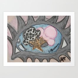 I Scream Art Print | Blue, Eye, Design, Acrylic, Artistfrandoll, Oil, Street Art, Icescream, Pink, Abstract 