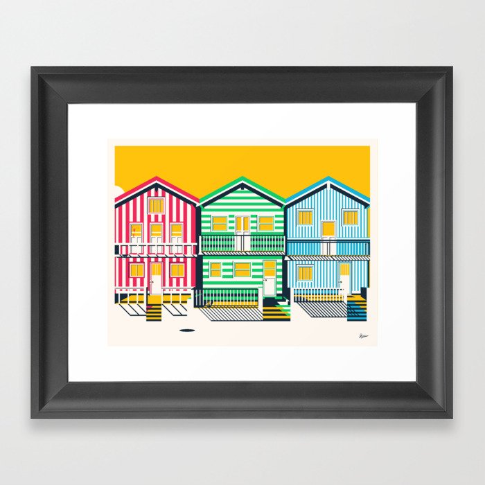 Portugal Beach Houses Framed Art Print