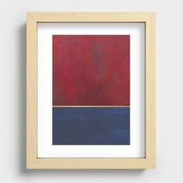 Deep Blue, Red And Gold Abstract Painting Recessed Framed Print