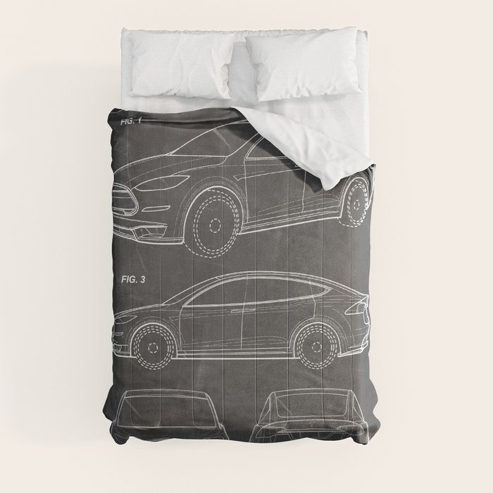 Electric Car Patent EV Electric Vehicle Car Fan Art Black