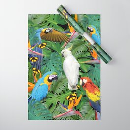 Macaw Parrots - Bird of Paradies Jungle Butterflies Wrapping Paper