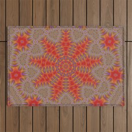 Red Purple And Green Bold Color Kaleidoscope Pattern Outdoor Rug