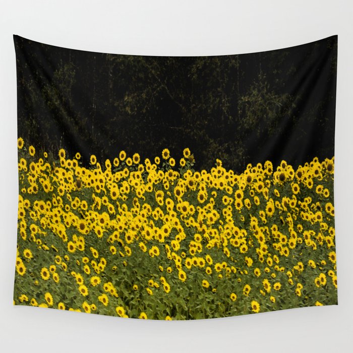 Sunflower Field On A Dark Background #decor #society6 #buyart Wall Tapestry