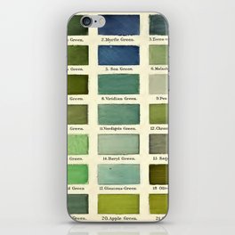 Vintage Color Chart- Green Hues iPhone Skin