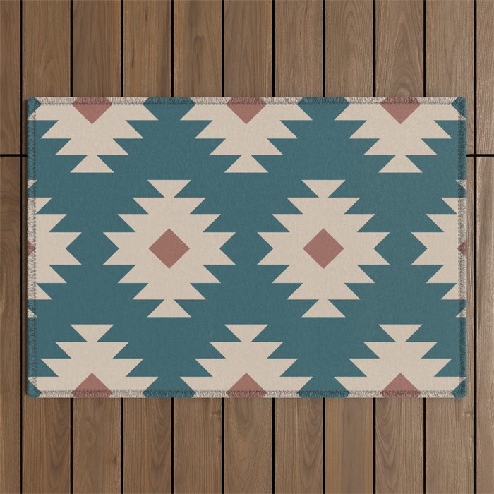 Southwestern Pattern 535 Teal Green And, Green And Brown Outdoor Rug