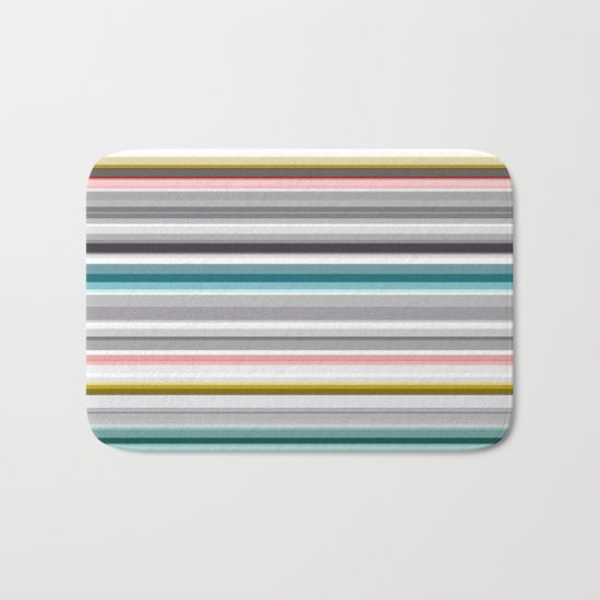 grey and colored stripes Bath Mat