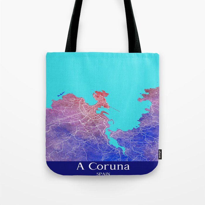 A Coruna Watercolor Map Tote Bag