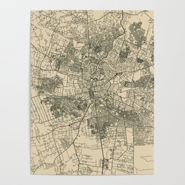 Lusaka, Zambia - Vintage Map Illustration Poster