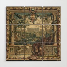 Antique 17th Century Chateau of Monceaux French Tapestry Wood Wall Art