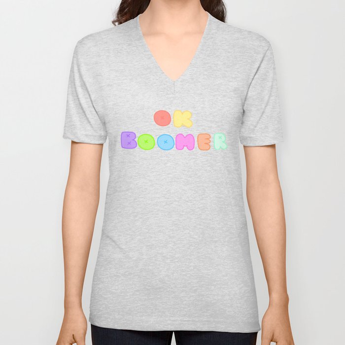 Ok Boomer Pastel V Neck T Shirt