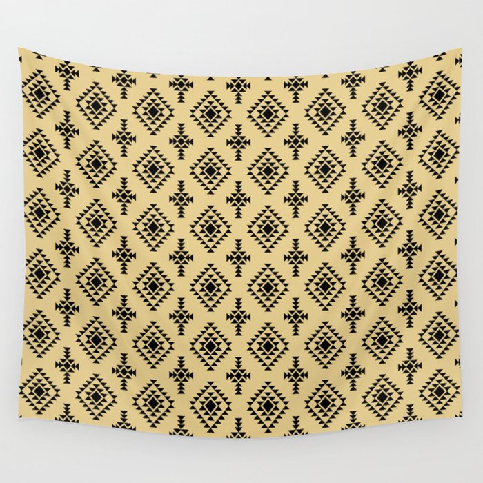 Tan and Black Native American Tribal Pattern Wall Tapestry