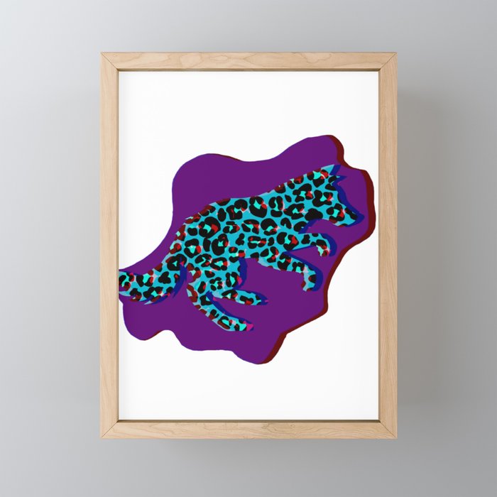 Glitch leopard wolf  Framed Mini Art Print