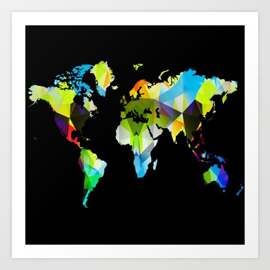 Colorful world map Art Print