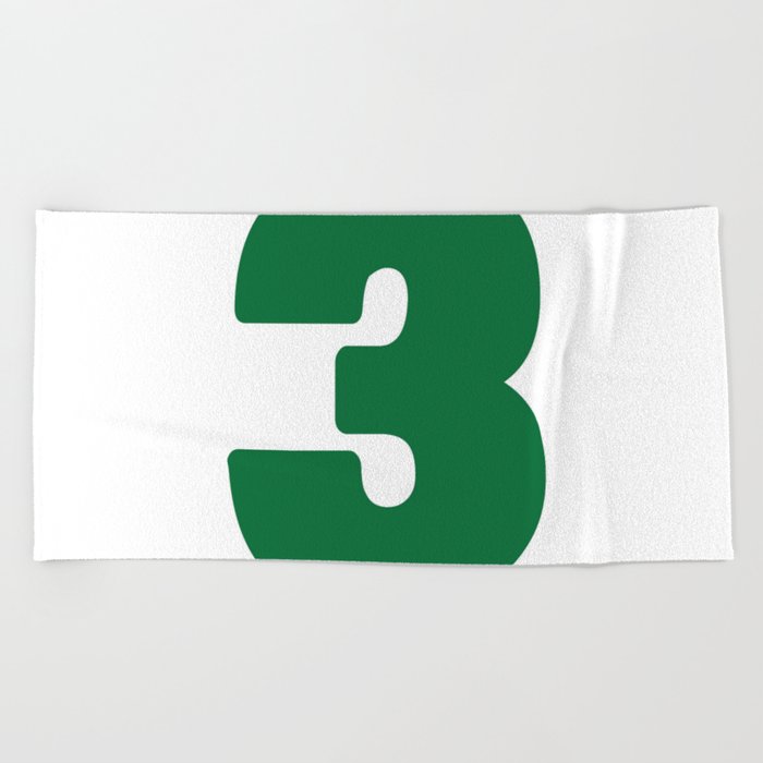 3 (Olive & White Number) Beach Towel
