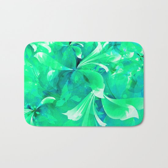 Stylized flowers in green Bath Mat