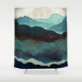 Indigo Mountains Shower Curtain
