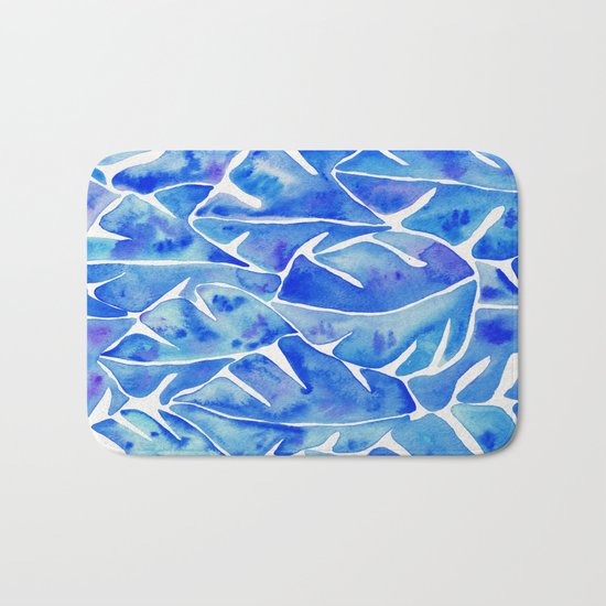 Split Leaf Philodendron – Blue Bath Mat