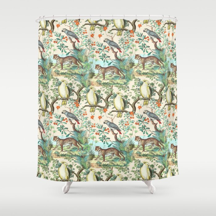 TROPICAL JUNGLE ANIMALS Shower Curtain